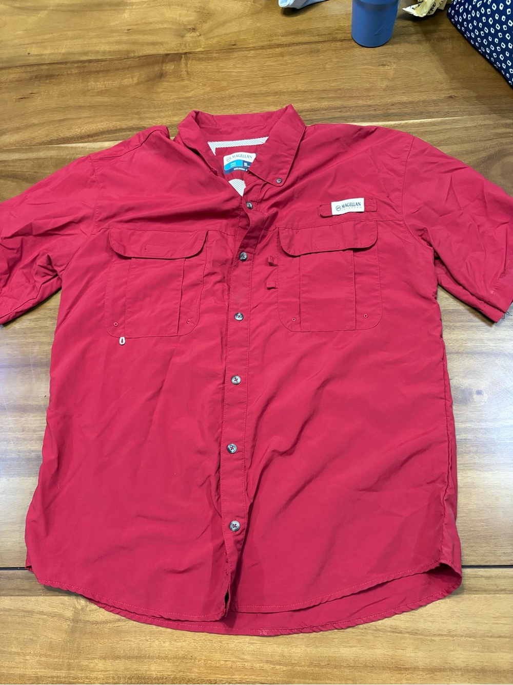 Magellan Outdoors Men’s Short-Sleeve Button-Down Shirt - Red